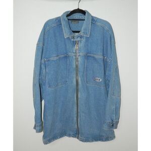 Macgear Jacket Men's Size XXL Denim Blue Jeans Y2K Streetwear Elbow Patch